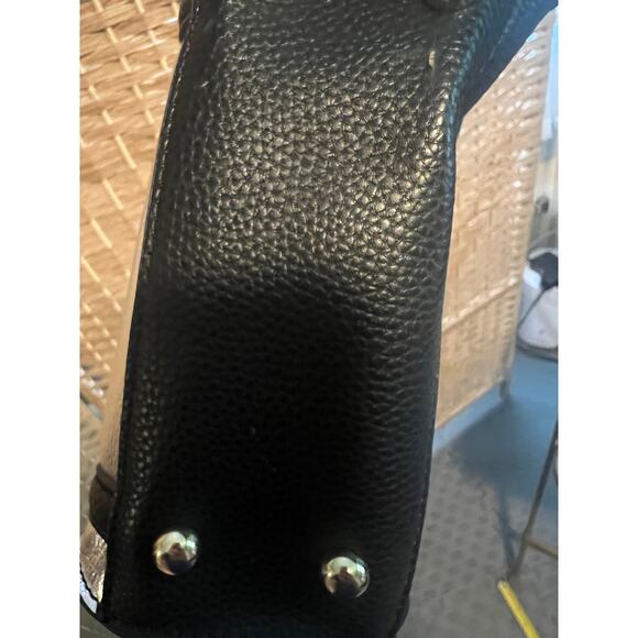 Chloe K. New York Black Leather Bag Silver Front - Picture 6 of 9